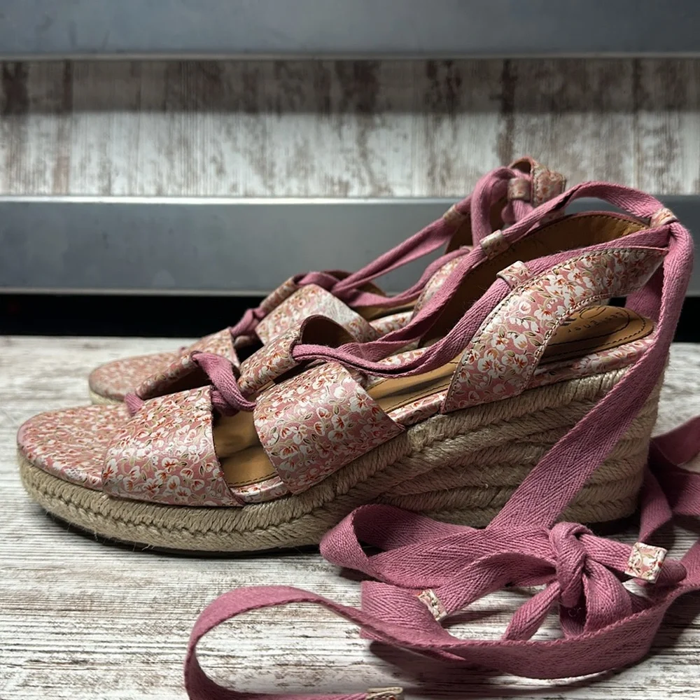 PATRICIA NASH Riva Wedge Sandals Blush Bouquet, SZ 10M